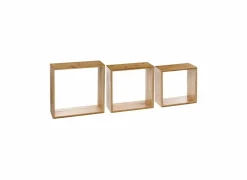 Wandcube 25x9x25cm - bamboe & FSC - naturel - set van 3