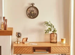 Wandklok Awa Ø27cm - kunststof & glas - bruin