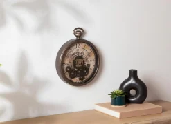 Wandklok Awa Ø27cm - kunststof & glas - bruin