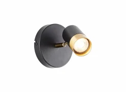 Wandlamp Vigolo 1x5W GU10 Ø12,5cm - metaal - zwart/goud