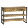 Wandtafel Amish 120x30cm - mango massief & metaal - bruin
