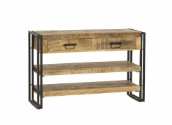Wandtafel Amish 120x30cm - mango massief & metaal - bruin