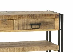 Wandtafel Amish 120x30cm - mango massief & metaal - bruin