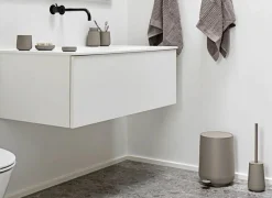 Wc-borstel Ø10x37cm - keramiek & kunststof - taupe