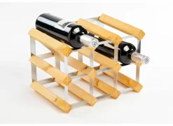 Wijnrek 32x23x23cm - metaal & hout massief - lichte eik
