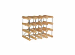 Wijnrek 42x23x32cm - metaal & hout massief - lichte eik