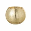 Windlicht Bol craquele effect H12cm - glas - goud