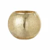 Windlicht Bol craquele effect H16cm - glas - goud
