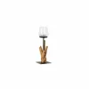 Windlicht Raisa H40cm - hout massief & glas - naturel