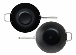 Wokpan Fusion Pro Ø36cm - koolstofstaal - zwart & zilver