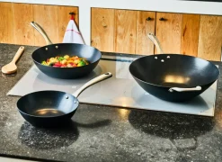 Wokpan Fusion Pro Ø36cm - koolstofstaal - zwart & zilver