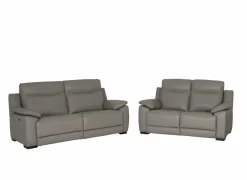 Zetel Curry 3+2-zit - leder - asgrijs met relax