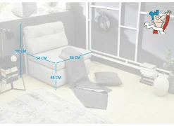 Zetelbed Tunis 1 persoons - 85x82cm - stof - lichtgrijs